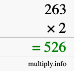 How to calculate 263 times 2 using long multiplication