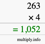 How to calculate 263 times 4 using long multiplication How to calculate 263 times 4 using long multiplication