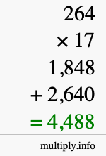 How to calculate 264 times 17 using long multiplication How to calculate 264 times 17 using long multiplication