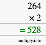 How to calculate 264 times 2 using long multiplication
