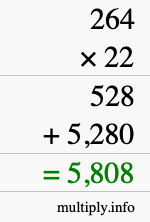 How to calculate 264 times 22 using long multiplication How to calculate 264 times 22 using long multiplication