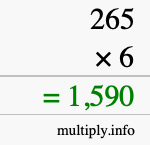 How to calculate 265 times 6 using long multiplication How to calculate 265 times 6 using long multiplication