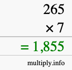 How to calculate 265 times 7 using long multiplication How to calculate 265 times 7 using long multiplication