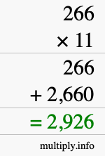 How to calculate 266 times 11 using long multiplication