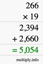 How to calculate 266 times 19 using long multiplication How to calculate 266 times 19 using long multiplication