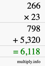 How to calculate 266 times 23 using long multiplication How to calculate 266 times 23 using long multiplication