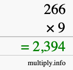 How to calculate 266 times 9 using long multiplication