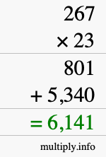 How to calculate 267 times 23 using long multiplication How to calculate 267 times 23 using long multiplication