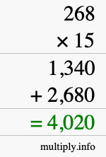 How to calculate 268 times 15 using long multiplication How to calculate 268 times 15 using long multiplication