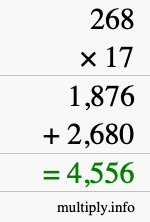 How to calculate 268 times 17 using long multiplication How to calculate 268 times 17 using long multiplication