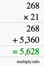 How to calculate 268 times 21 using long multiplication How to calculate 268 times 21 using long multiplication