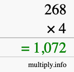 How to calculate 268 times 4 using long multiplication How to calculate 268 times 4 using long multiplication