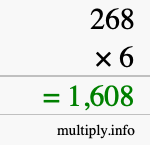 How to calculate 268 times 6 using long multiplication How to calculate 268 times 6 using long multiplication