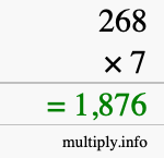 How to calculate 268 times 7 using long multiplication How to calculate 268 times 7 using long multiplication