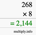 How to calculate 268 times 8 using long multiplication How to calculate 268 times 8 using long multiplication
