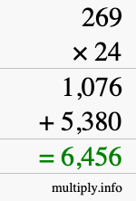 How to calculate 269 times 24 using long multiplication How to calculate 269 times 24 using long multiplication