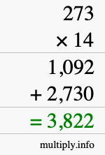 How to calculate 273 times 14 using long multiplication
