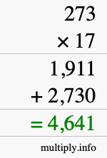 How to calculate 273 times 17 using long multiplication How to calculate 273 times 17 using long multiplication
