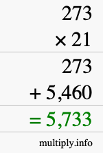 How to calculate 273 times 21 using long multiplication