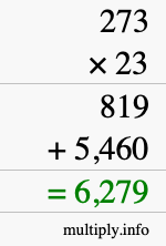 How to calculate 273 times 23 using long multiplication