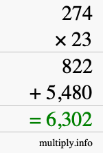 How to calculate 274 times 23 using long multiplication How to calculate 274 times 23 using long multiplication