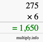 How to calculate 275 times 6 using long multiplication How to calculate 275 times 6 using long multiplication