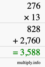 How to calculate 276 times 13 using long multiplication How to calculate 276 times 13 using long multiplication