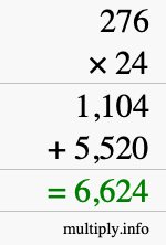 How to calculate 276 times 24 using long multiplication How to calculate 276 times 24 using long multiplication