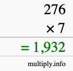 How to calculate 276 times 7 using long multiplication How to calculate 276 times 7 using long multiplication