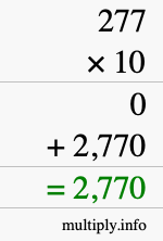 How to calculate 277 times 10 using long multiplication