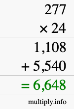 How to calculate 277 times 24 using long multiplication How to calculate 277 times 24 using long multiplication