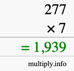 How to calculate 277 times 7 using long multiplication How to calculate 277 times 7 using long multiplication