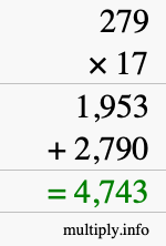 How to calculate 279 times 17 using long multiplication How to calculate 279 times 17 using long multiplication