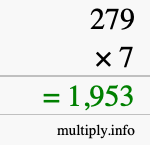 How to calculate 279 times 7 using long multiplication How to calculate 279 times 7 using long multiplication