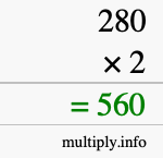 How to calculate 280 times 2 using long multiplication How to calculate 280 times 2 using long multiplication