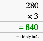 How to calculate 280 times 3 using long multiplication How to calculate 280 times 3 using long multiplication