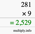 How to calculate 281 times 9 using long multiplication How to calculate 281 times 9 using long multiplication