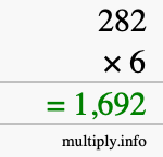 How to calculate 282 times 6 using long multiplication How to calculate 282 times 6 using long multiplication