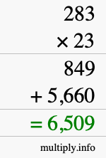 How to calculate 283 times 23 using long multiplication How to calculate 283 times 23 using long multiplication
