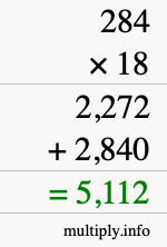 How to calculate 284 times 18 using long multiplication How to calculate 284 times 18 using long multiplication