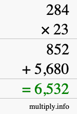How to calculate 284 times 23 using long multiplication How to calculate 284 times 23 using long multiplication