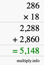 How to calculate 286 times 18 using long multiplication How to calculate 286 times 18 using long multiplication