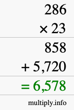 How to calculate 286 times 23 using long multiplication How to calculate 286 times 23 using long multiplication