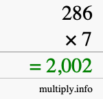 How to calculate 286 times 7 using long multiplication