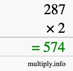 How to calculate 287 times 2 using long multiplication How to calculate 287 times 2 using long multiplication