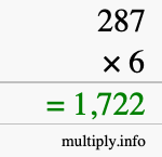 How to calculate 287 times 6 using long multiplication How to calculate 287 times 6 using long multiplication