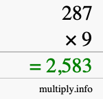 How to calculate 287 times 9 using long multiplication How to calculate 287 times 9 using long multiplication