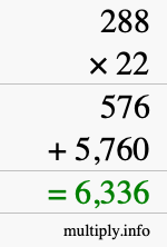 How to calculate 288 times 22 using long multiplication How to calculate 288 times 22 using long multiplication