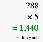 How to calculate 288 times 5 using long multiplication How to calculate 288 times 5 using long multiplication