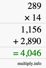 How to calculate 289 times 14 using long multiplication How to calculate 289 times 14 using long multiplication